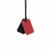 Black and red dog tag sensory chew necklace pair on black cord