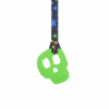 Green skull chew necklace on black stars lanyard