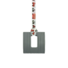 Grey square chew necklace with vehicles lanyard