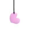 Light pink chewy heart necklace with black cord