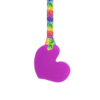 Magenta chewy heart necklace with rainbow leaves lanyard