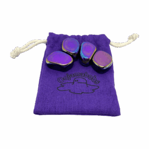 magnabobs fiddle toys, set of 4  magnetic rainbow stones on a purple bag