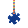 Navy Puzzle chew necklace with stripy lanyard, ideal autism aids