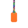Orange Taggles sensory chew taggles necklace with tetris game lanyard