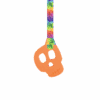 Orange skull chew necklace on rainbow leaves lanyard