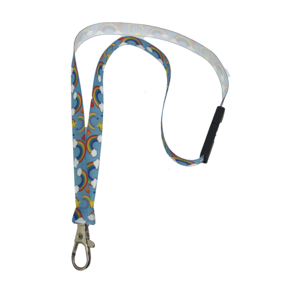 Rainbow neck lanyard with metal lobster clasp and breakaway clasp