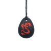 Black dragon chew necklace with red dragon on plain black cord