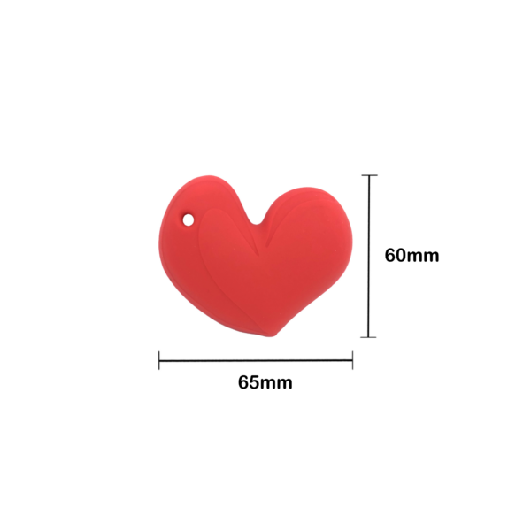 Red chewy heart necklace with measurements