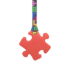 Red Puzzle autism chew necklace with tetris lanyard