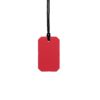 Red taggles chew necklace with black cord