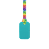 taggles chew necklace in turquoise with rainbow leaves lanyard