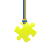 Yellow Puzzle sensory chew necklace with pride lanyard