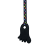 Black foot chew necklace with hand made rainbow dots lanyard