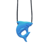 Blue shark chew necklace on black cord