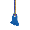 Blue foot chew necklace with hand made rainbow pride lanyard