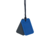 Blue and grey dog tag autism chew necklace on black cord