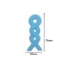Blue squiggle chew necklace with measurements
