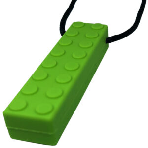 Brick chew necklace in green on black cord