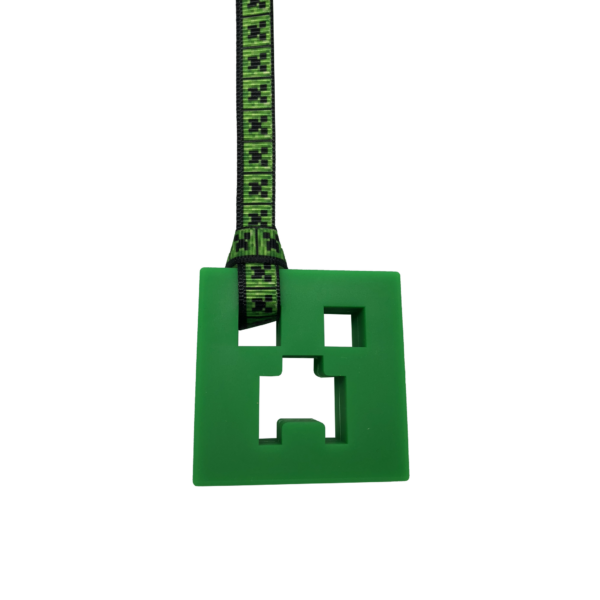 Green chewy creeper necklace with creeper lanyard