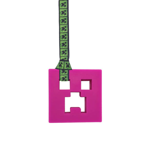 Pink chewy creeper necklace with creeper lanyard