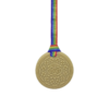 Beige biscuit kids chew necklace with hand made rainbow pride lanyard