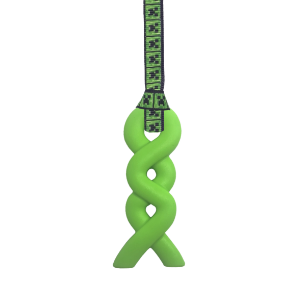 Green squiggle chew necklace with creeper lanyard, great autism aids