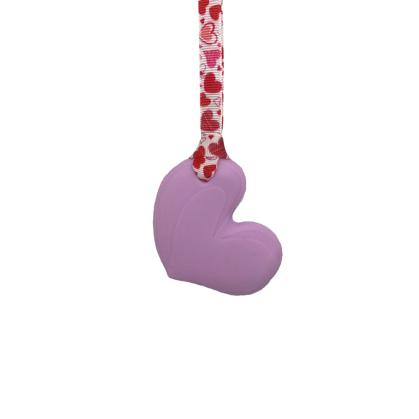 Light pink chewy heart necklace with hearts lanyard