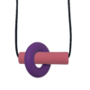Pink and purple Axle kids chew necklace on black cord