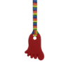 Red foot chew necklace with hand made retro stripes lanyard, ideal for sensory needs