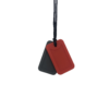 Red and grey dog tag chew necklace on black cord, ideal autism aids
