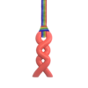 Red squiggle kids chew necklace with handmade rainbow pride lanyard