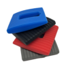 Different colour square chew necklaces in a pile