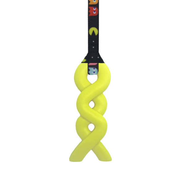 Yellow squiggle autism chew necklace with pacman lanyard