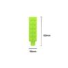1 green chewable pencil topper with measurements