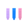 3 pack of brick pencil toppers in blue, purple and pink
