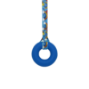Blue ring chew necklace with rainbows lanyard, ideal autism aids