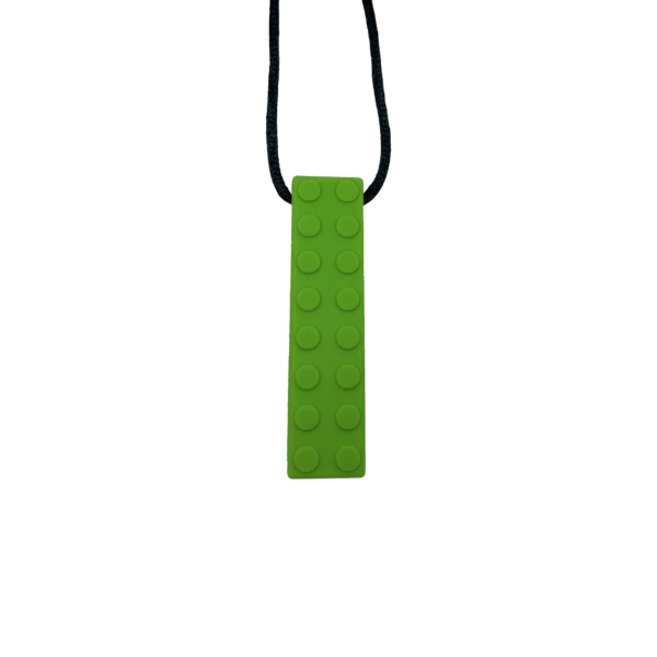 Brick chew necklace in green on black cord
