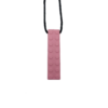 Brick chew necklace in pink on black cord, ideal autism aids
