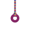 Magenta chewy ring necklace with pink stripes lanyard