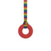 Red ring sensory chew necklace with retro stripes lanyard