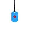 Blue Star Tag Chew Necklace on black cord