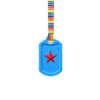 Blue Star Tag Chew Necklace on retro stripes lanyard