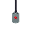 Grey Star Tag Chew Necklace on black lanyard, perfect for those who are chewing clothes
