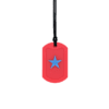 Red Star Tag Chew Necklace on black cord