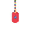 Red Star Tag Chew Necklace on retro stripes lanyard