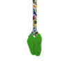 Green Dinosaur chew necklace with hand made dinosaur lanyard