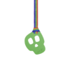 Green skull chew necklace on rainbow pride lanyard