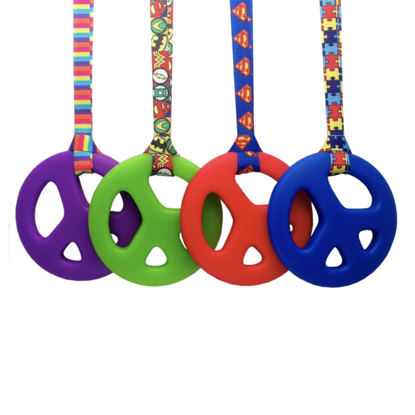Chewy Peace pendants colour range on lanyards