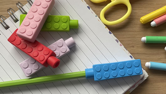 Collection of chewable silicone pencil toppers
