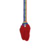 Red Dinosaur autism chew necklace with hand made rainbow pride lanyard